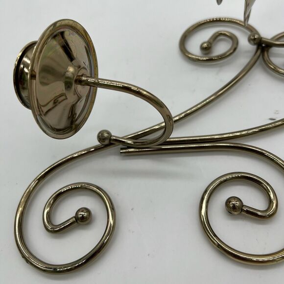 2 Pc Brass Toned Scroll Wall Mounted Taper Candle Sconces - Picture 6 of 9